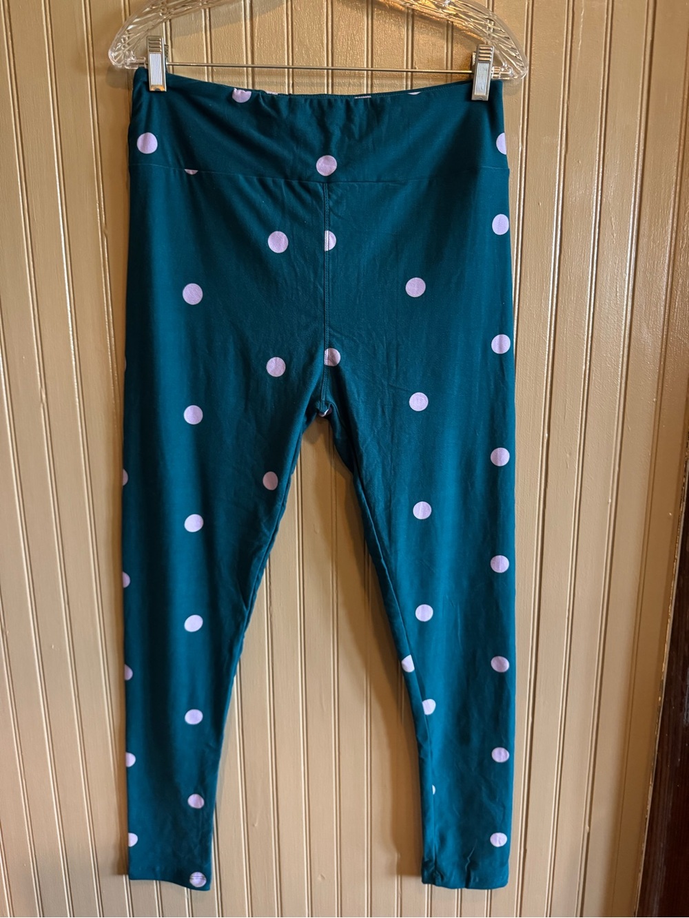 New LuLaRoe Teal Leggings purple Polka Dots tall curvy